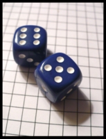 Dice : Dice - 6D - Solid Deep Blue With White Pips Pillow Shape
